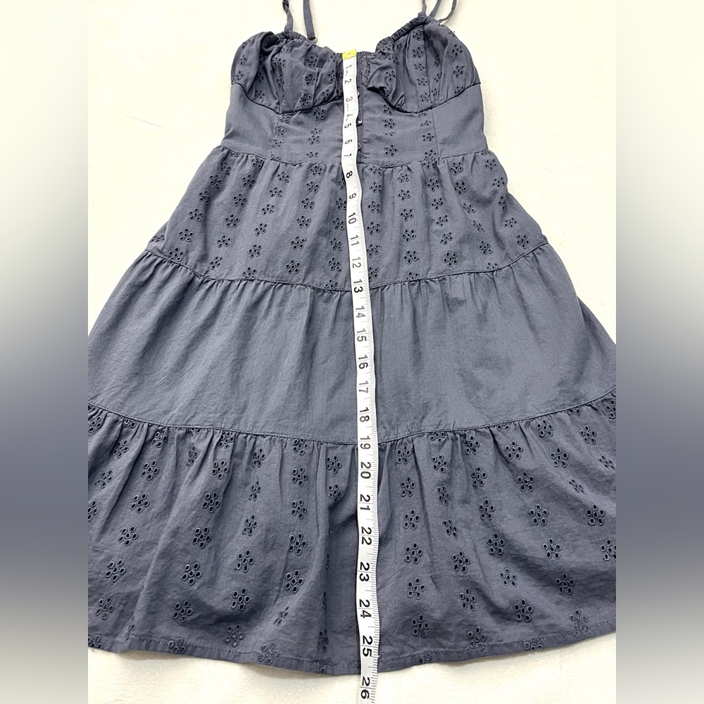 Hollister California Women’s Blue Eyelet Dress with Smocked Top Adjustable Strap - Picture 5 of 15